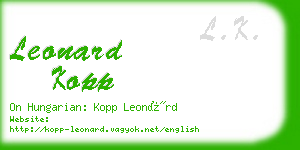 leonard kopp business card